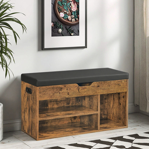 Modern Wooden Panel Upholstered Shoe <strong>Bench</strong> Shelves Space-Saving <strong>Storage</strong> Hidden Living Room Entrance Shoe Cabinet - Product Image 1