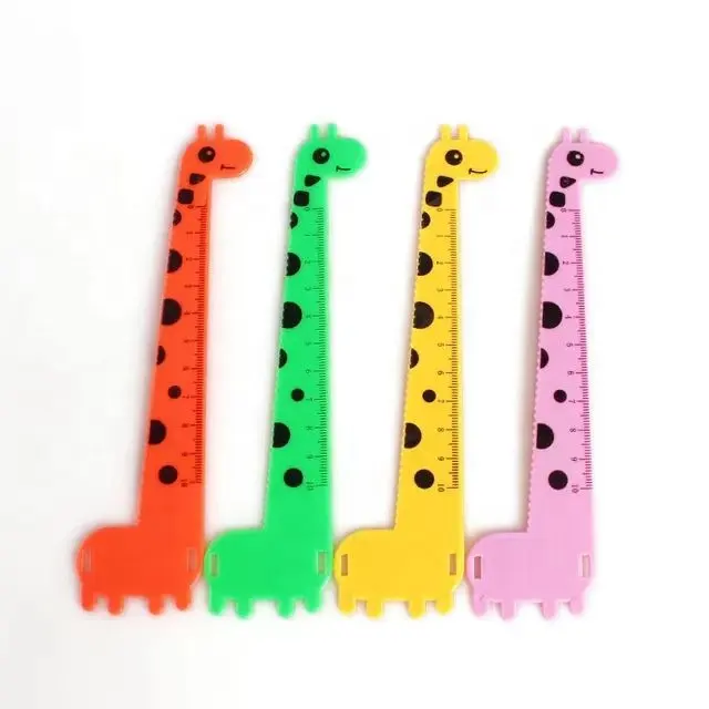 10cm Cute Multicolor Cartoon Giraffe Design Plastic Straight Ruler Promotional Gift Stationery Bookmark Kid Toy