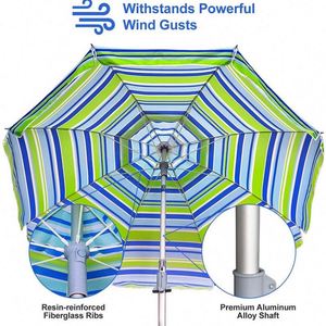 Sombrilla de Playa Portátil de 7.5' con Anclaje para Arena, Protección UV, con Barra Inclinable y Bolsa de Transporte, Ideal para Exteriores y Playa - Product Image 2