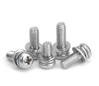 Sekrup Kombinasi Kepala Pan Recessed Silang Baja Tahan Karat Shenghu-Ukuran Inci dengan Ring Datar & Ring Pegas GB/DIN