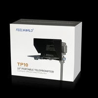 FEELWORLD TP10 Téléprompteur pliable de 10 pouces pour smartphone, tablette, appareil photo reflex numérique avec télécommande, adaptateur d'objectif, sac de transport