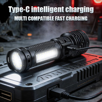Lampe torche LED laser blanche rechargeable et zoomable avec lumière latérale COB, lampe tactique portable EDC, lumière d'avertissement arrière pour le camping