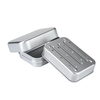 Boîte de rangement rectangulaire en aluminium faite à la main pour savon, avec logo personnalisé, en métal, pour emballage de savon en barre