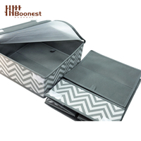 Boîte de rangement pliable pour vêtements et articles divers, grande capacité, en tissu rayé ondulé avec couvercle