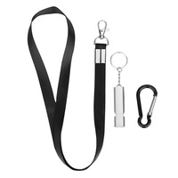 Kits de survie en plein air personnalisés en gros, sifflet en alliage d'aluminium avec cordons et mousquetons, sifflet d'urgence à fréquence variable