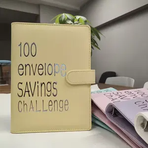 Challenge Binder Book Carpeta de presupuesto a cuadros pegatinas de etiquetas Carpeta de presupuesto 100 sobre ahorro desafío bind
