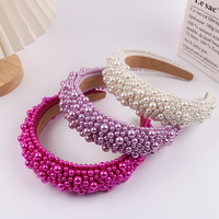Headband Elastis Mutiara Baroque Baru, Tebal, Lebar, dengan Mutiara, Grosir