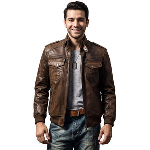 Veste en cuir PU pour hommes, prix de gros, nouveaux styles, veste de moto pour jeunes, veste en cuir élégante pour hommes - Product Image 1