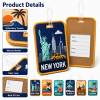 Etiqueta de Equipaje Personalizada Bordada con Diseños de Nueva York, California, Hawái, Texas y Alaska, Etiquetas de Identificación para Maletas de Tela, Venta al Por Mayor, OEM, ODM