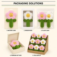 Coussin en peluche en forme de fleur avec visage souriant et tige verte rose et blanche, coussin rembourré pour la décoration du canapé et cadeau pour une ambiance douillette