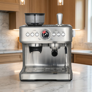 Cafetera Semiautomática de Acero Inoxidable, Cafetera Espresso de 20 Bares con Molinillo y Termómetro para Uso Doméstico - Product Image 1