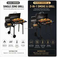 Barbecue portable au charbon de bois noir CE, fumoir offset extérieur, idéal pour le camping, en acier