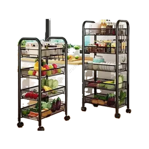 Étagère de cuisine métallique multifonctionnelle en gros, 3 niveaux, sur pied, chariot de rangement mobile avec roulettes - Product Image 3