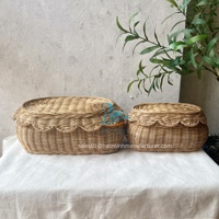 2024 vente chaude belle main pétoncle rotin panier en osier ensemble de petite taille pour le stockage et la décoration de la pépinière