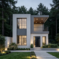 Villa préfabriquée modulaire de luxe, design européen moderne, structure en mousse de ciment, toit en pente, jardin, chambre, salle de bain, salle de sport, prête à l'emploi