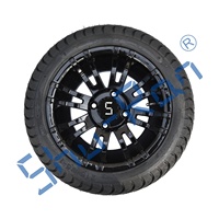 Chariot de golf noir brillant Roues et pneus 12 pouces