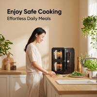 Friteuse à air haute performance 10L à double panier 2600W avec thermostat précis pour une cuisson saine, idéale pour les restaurants