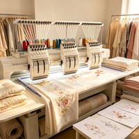 Machine à broder 9 aiguilles pour t-shirts avec cadre à changement rapide et alimentation par tombée pour la décoration de tissus légers