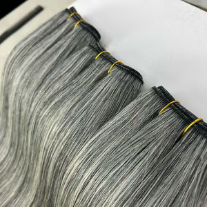<span class=keywords><strong>Cheveux</strong></span> naturels non traités 100% vierges, cuticules alignées, extensions de <span class=keywords><strong>cheveux</strong></span> Genius Weft, couleur 1b gris <span class=keywords><strong>sel</strong></span> <span class=keywords><strong>poivre</strong></span> - Product Image 6