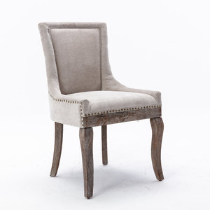 Sedia da pranzo Ultra Side con tessuto ispessito, gambe in legno dai toni neutri, borchie in bronzo, set da 2 - Product Image 3