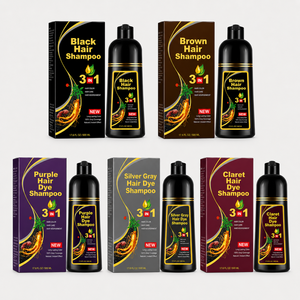 Champú para Cabello Negro 3 en 1, Color Permanente, Extractos Herbales para Todo Tipo de Cabello, Cubre las Canas, 500 ml - Product Image 1