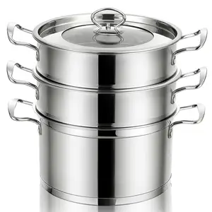 304 stainless steel Kitchen appliances industrial steamer cooker 3 layer steamer pan Kitchen Cookware Soup Pot Wholesale