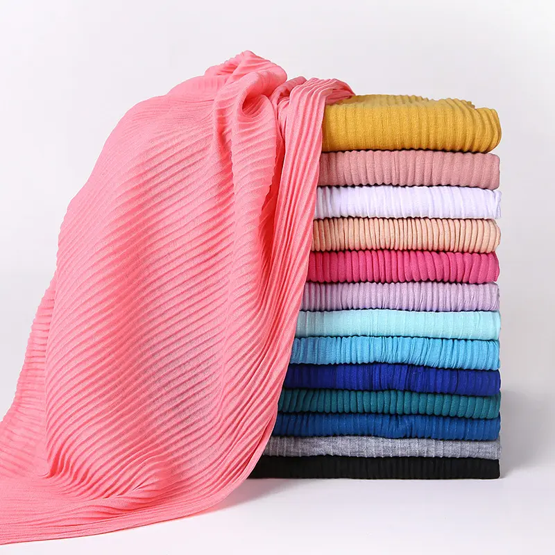 2020 New Pleated Jersey Hijab 180x80 Crinkle Jersey Hijab Scarf Hijabs Women Summer 30 Colors 80*180cm 1pc/opp 7 Days CN;ZHE