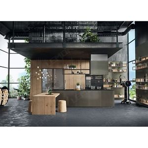 Limón <span class=keywords><strong>Simple</strong></span> Ideas Estándar Diseño personalizado Gabinetes de cocina de color verde mate con Isla Cocina de gama alta - Product Image 1
