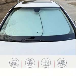 Pare-soleil de voiture personnalisé en polyester pour pare-brise avant, protection UV, double pare-soleil pliable avec logo, 2 pièces - Product Image 5