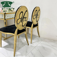 Chaise de mariage en velours, siège d'amour, Mr & Mrs, noir, pour la mariée et le marié