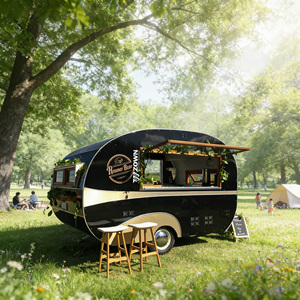 Rouner Bear Black & Beige Mobile Food Trailer With Serving Window And Outdoor Seating - Product Image 1