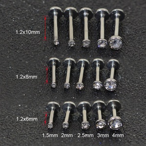 จิวเจาะริมฝีปากสแตนเลสสตีลสวยงาม1.5-4มม. 1.2มม. แกนเพทายเพชรทันสมัยออกแบบได้ตามต้องการ - Product Image 2