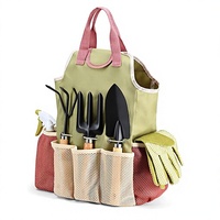 Ensemble de 9 outils de jardinage en acier au carbone avec sac de transport, ciseaux et outils de jardinage - Kit cadeau