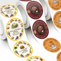 Autocollants personnalisés ronds avec logo, imperméables, pour restauration rapide, pour hamburgers, autocollants de 2/3 pouces pour sacs à emporter en rouleaux