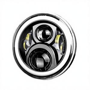 Faro LED Redondo de 7 Pulgadas, Luz Alta y Baja, 120W, 12v, Nuevo Anillo Halo, Ojo de Ángel Ámbar para Touring Electra Street Glide Yamaha - Product Image 3