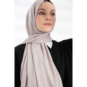 Sand Beige Crepe Shawl Heavy Chiffon Glitter Pattern Ethereal Plain Jersey Digi-Printed <b>Silk</b> <b>Hijab</b> Custom Logo for Ethnic Styles - Product Image 4