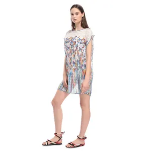 2020 custom make women beach dress Beautiful Floral Print silk kaftans Long Kimono Beachwear dress