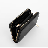 Portefeuille compact pour femme en cuir PU personnalisé avec logo, fermeture éclair courte, plusieurs emplacements pour cartes, poche à monnaie, porte-cartes de crédit