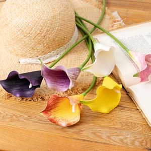 CallaFloral Fleurs artificielles en plastique, branche unique de lys calla, pour la décoration intérieure, mariage, usage domestique, blanc, jaune, violet, orange - Product Image 1