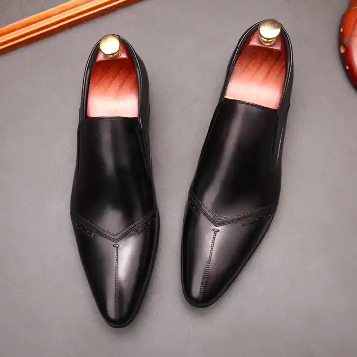  Men's Genuine Leather Shoes Men Business Casual Pointed Toe  Large Size Formal Wear Handmade Shoe Men's Business Leather Shoes Black