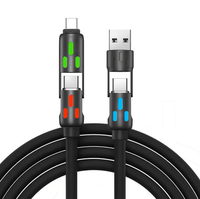 Câble de données universel Portable 4-en-1 5A 240W 65W 27W RGB Light Soft Silicone Zinc Alloy Super Fast Charging Tipo C Type C Cable