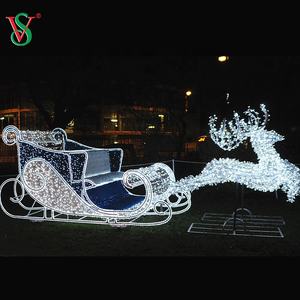 1.8m Géant Nature Taille Cheval Calèche Motif Lumière Extérieure Grand Noël Père Noël Traîneau avec Renne Décoration - Product Image 6