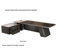 Bureau de direction sur mesure haut de gamme avec tiroirs de rangement et prise électrique intégrée, bureau classique pour manager, bureau élégant pour hôtel, bureau de direction