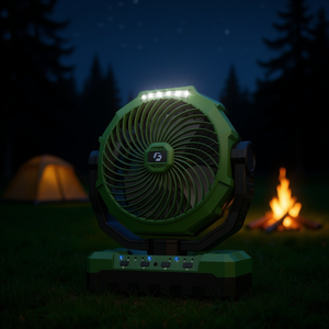 Ventilador de Mesa Db de 9 Pulgadas, 24000 M Ah, Funciona con Batería Recargable, Plegable, Ligero, para Acampar, Hogar, Auto, RV, Banco de Energía de 5 V, Verde Amarillo - Product Image 2