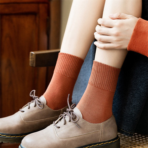 Pure Cotton Crew <b>Socks</b> Women Solid Color Breathable Sweat Absorbing Autumn <b>Winter</b> Style - Product Image 3