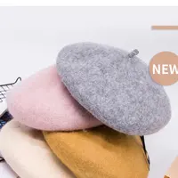 새로운 여성 겨울 모자 베레모 여성 양모 면화 혼합 모자 새로운 여성 모자 모자 블랙 화이트 그레이 핑크 Boinas De Mujer
