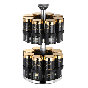 2 Katlı 360 Derece Dönebilen Baharatlık Seti, 12 Cam Kavanozlu, Dayanıklı, Çevre Dostu, Modern Baharat Düzenleyici, Mutfak Tezgahı İçin - Product Image 3