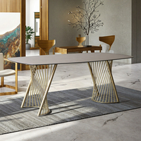 Usine chinoise vend personnalisé moderne léger luxe pieds en métal céramique table de table en verre trempé meubles de salle à manger 6 places
