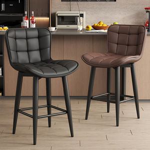 Tabouret <span class=keywords><strong>de</strong></span> <span class=keywords><strong>bar</strong></span> pivotant, tabouret haut, style minimaliste, luxe léger, pour îlot <span class=keywords><strong>de</strong></span> cuisine, avec dossier confortable et base à quatre pieds - Product Image 2