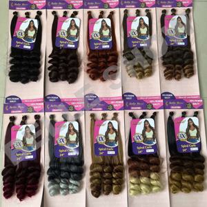 Extensiones de Cabello Trenzado Ombre 3X, Estilo Cola de Caballo, Rizo Español, Trenzas de Ganchillo, Rizo en Espiral, Rizo Francés de Seda - Product Image 2